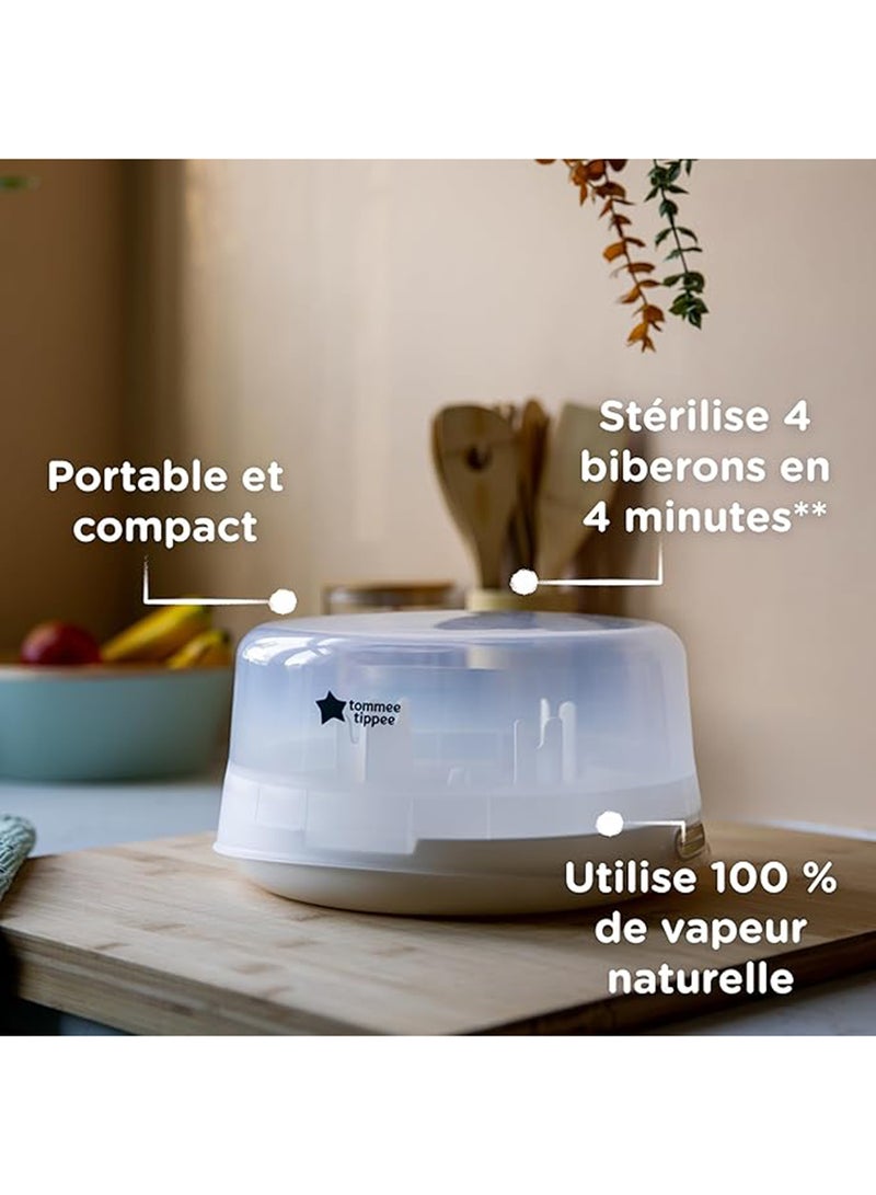 tommee tippee - Microwave Steam SteriliserFor Baby Bottles And Accessories, Kills Viruses And 99.9% Of Bacteria, 4-Minute Sterilisation Cycle - Image 1
