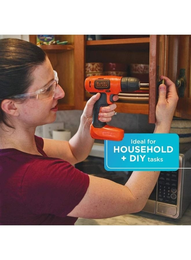 BLACK+DECKER 7.2V Li-Ion Cordless Electric Compact Drill Driver For Screwdriving & Fastening with 7 Pieces Screwdriver Bitset, Orange/Black - BDCD8MEA1-B5,2 years warranty Orange/Black 2.9 x 2.9 x 4.8 cm - Image 3