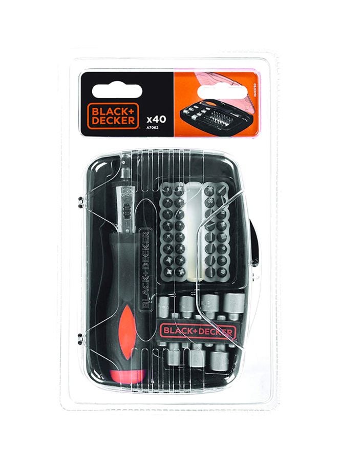 BLACK+DECKER 40 Pieces Ratchet Screwdriver with Socket & Screwdriver Bitset in Kitbox A7062-XJ Black/Orange/Silver - Image 5