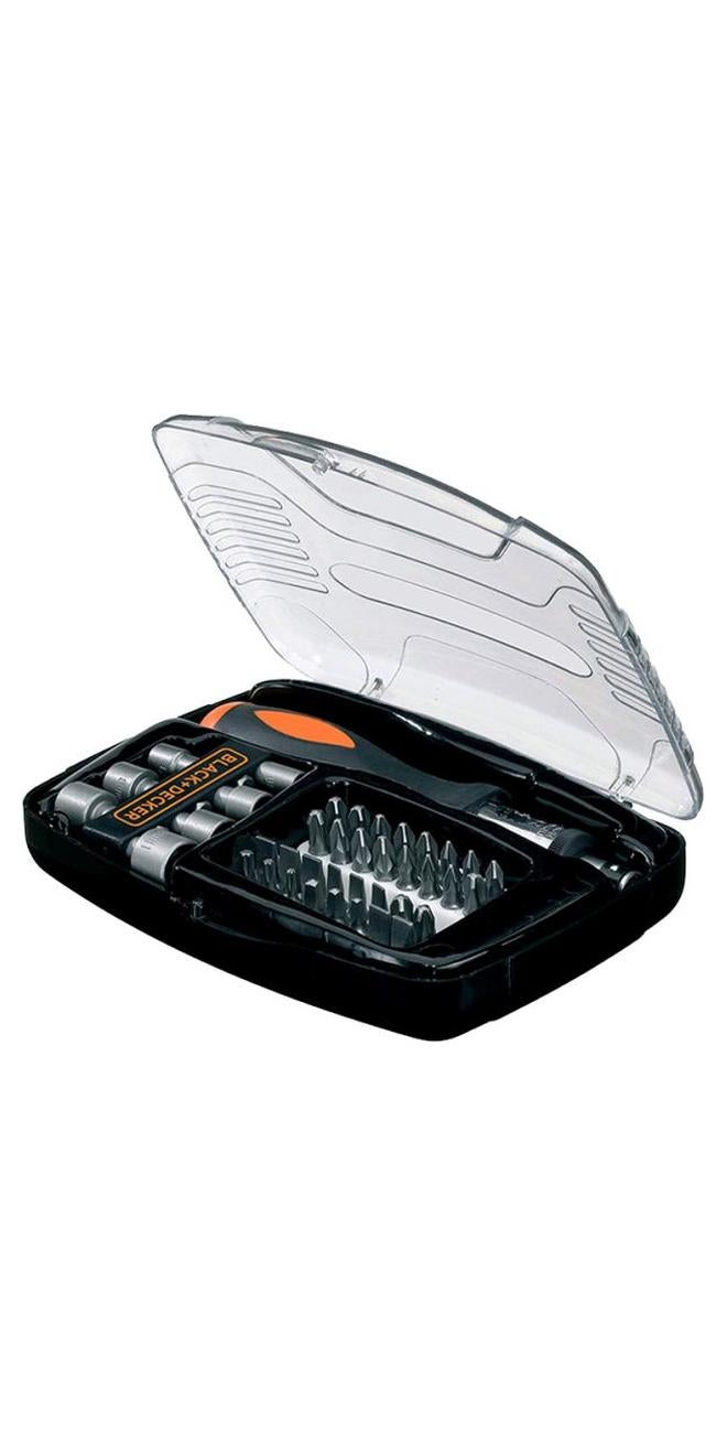 BLACK+DECKER 40 Pieces Ratchet Screwdriver with Socket & Screwdriver Bitset in Kitbox A7062-XJ Black/Orange/Silver - Image 1