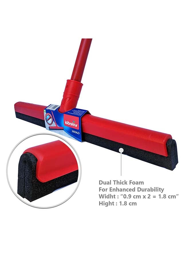 Vileda Floor Wiper Classic 52 CM with a Stick, High water wiping efficiency, 52 X 5 X 136 Cm - Red Red/Black 52cm - Image 4