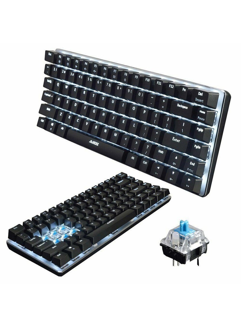 Ajazz - AK33 Gaming 82 keys Mechanical keyboard, White backlit Wired keys Computer keyboard for PC Laptop gaming(Blue Switch) - Image 1