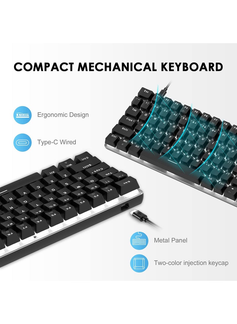 Ajazz - AK33 Gaming 82 keys Mechanical keyboard, White backlit Wired keys Computer keyboard for PC Laptop gaming(Blue Switch) - Image 1