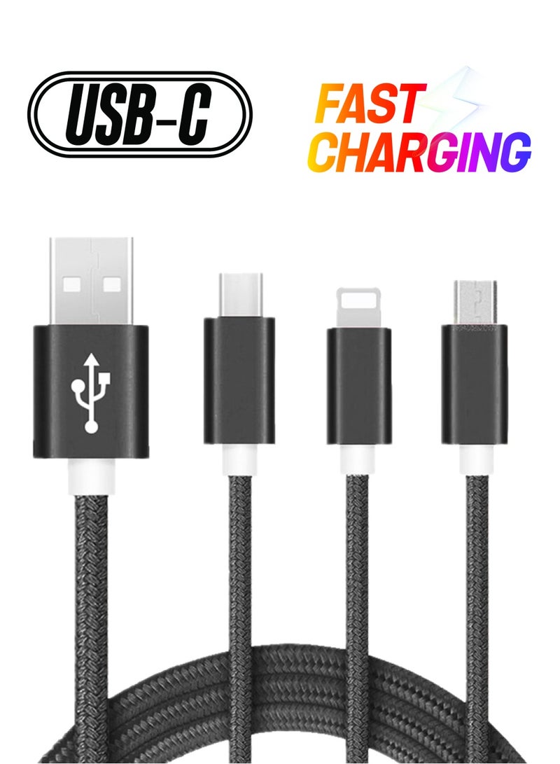 3-In-1 Charging Cable Black - Image 1