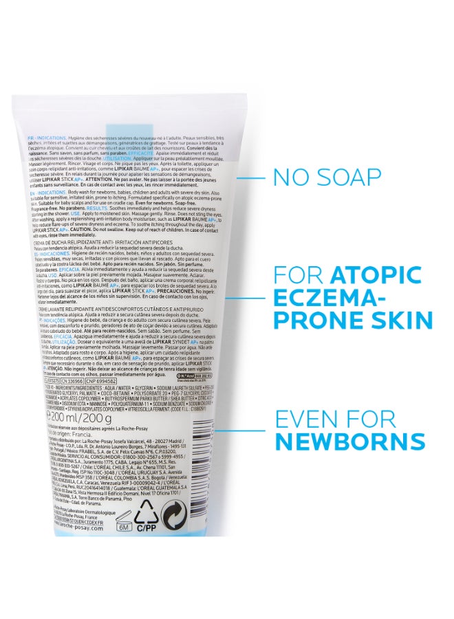 LA ROCHE-POSAY Lipikar Syndet AP+ Body Wash for Eczema Prone Skin 200ml - Image 4