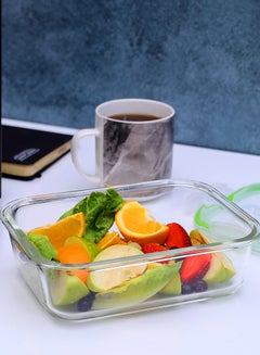 Royalford Glass Rectangle Airtight Container Multicolour 1520ml  - Image 1