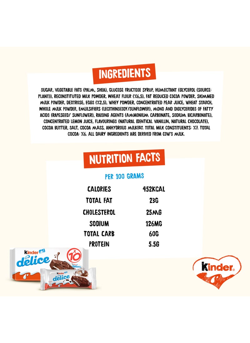 Kinder Delice Chocolate Cake 10 Bars 390grams - Image 5
