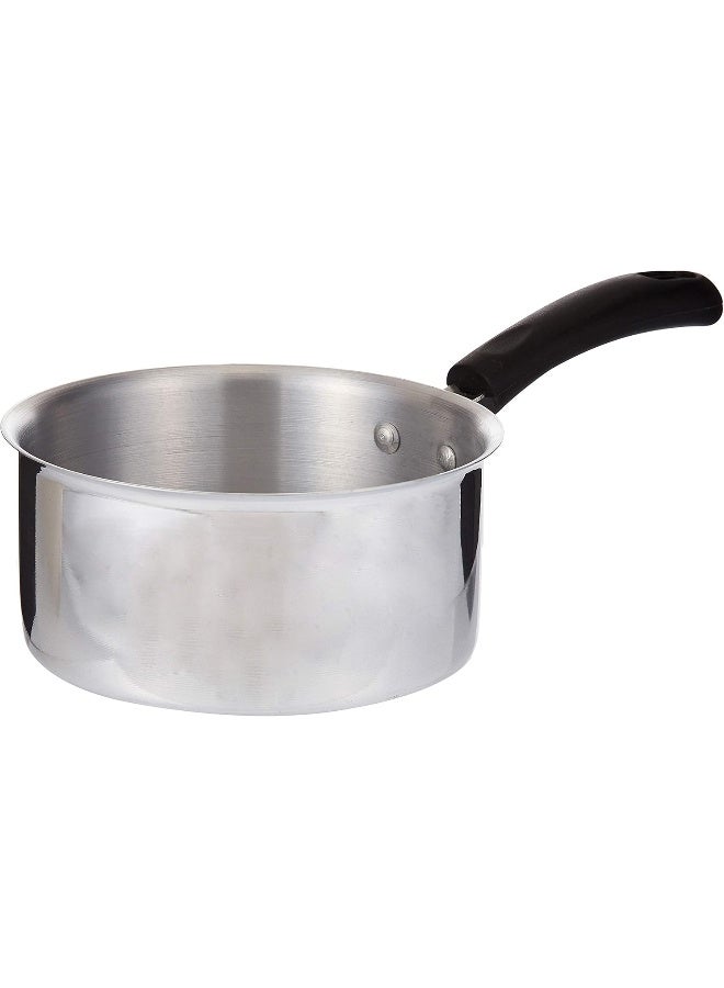 Raj Aluminum Saucepan with Black Handle, 18 cm Silver/Black - Image 1