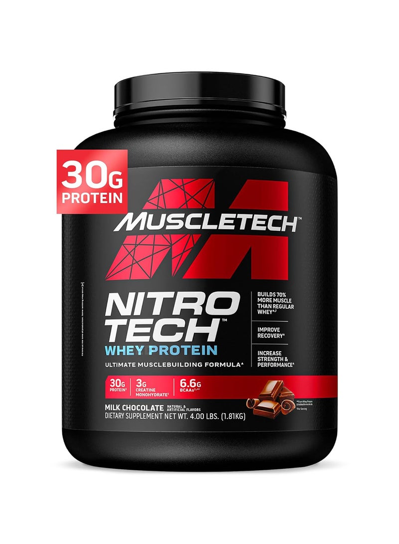 MuscleTech - Nitro Tech Whey Isolate PreWorkout Milk Chocolate 40 Servings, 1.81kg - Image 1