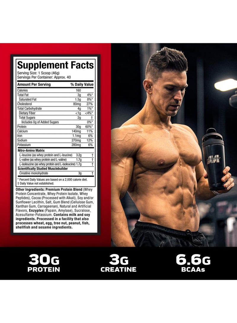 MuscleTech - Nitro Tech Whey Isolate PreWorkout Milk Chocolate 40 Servings, 1.81kg - Image 1