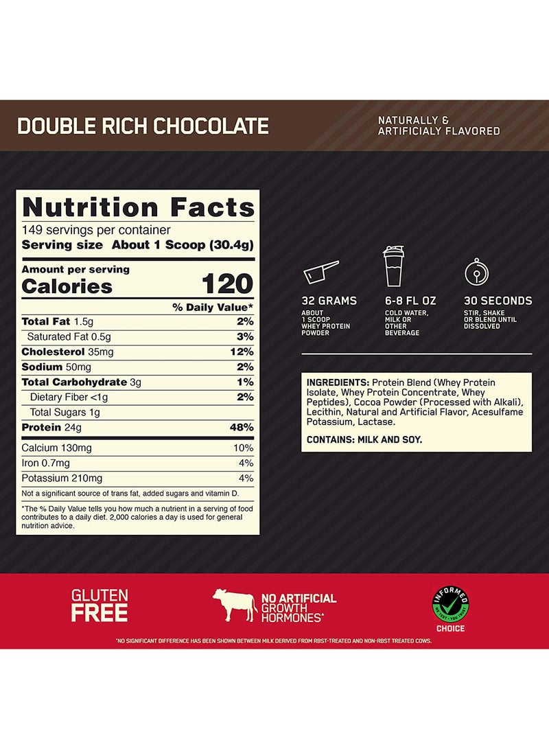 Optimum Nutrition - Gold Standard 100% Whey Protein Powder 10 Lbs Double Rich Chocolate - Image 1
