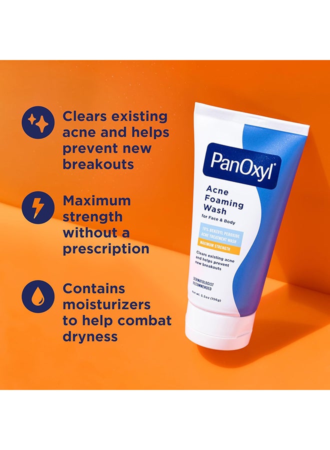PanOxyl - Acne Foaming Wash Benzoyl Peroxide 10% Maximum Strength Antimicrobial 5.5ounce - Image 1