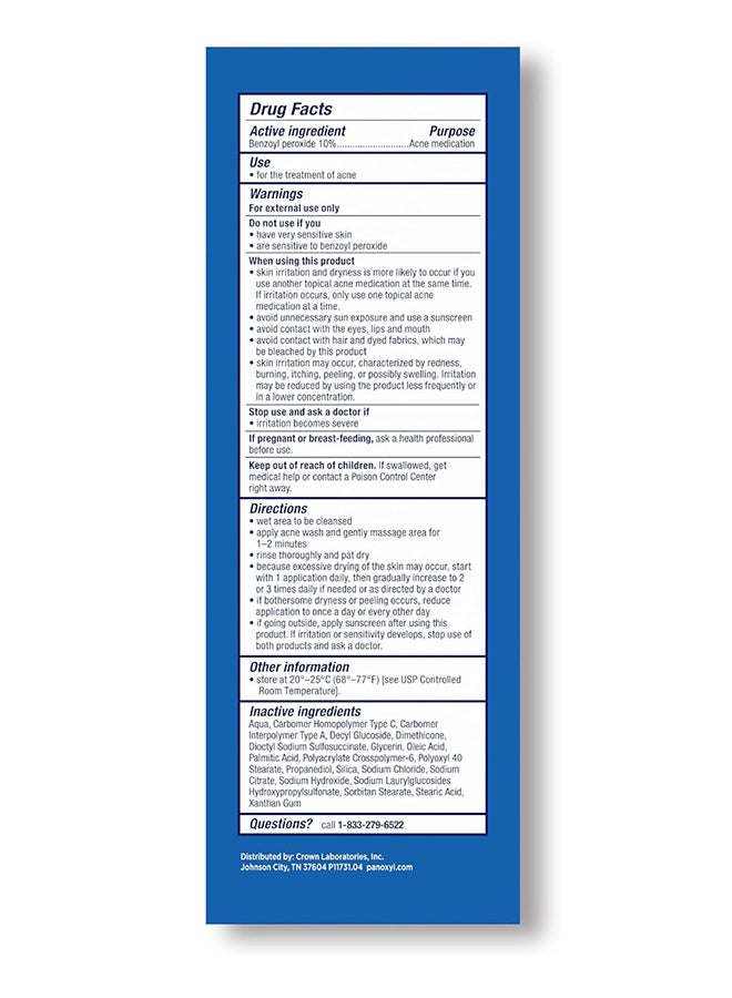 PanOxyl - Acne Foaming Wash Benzoyl Peroxide 10% Maximum Strength Antimicrobial 5.5ounce - Image 1