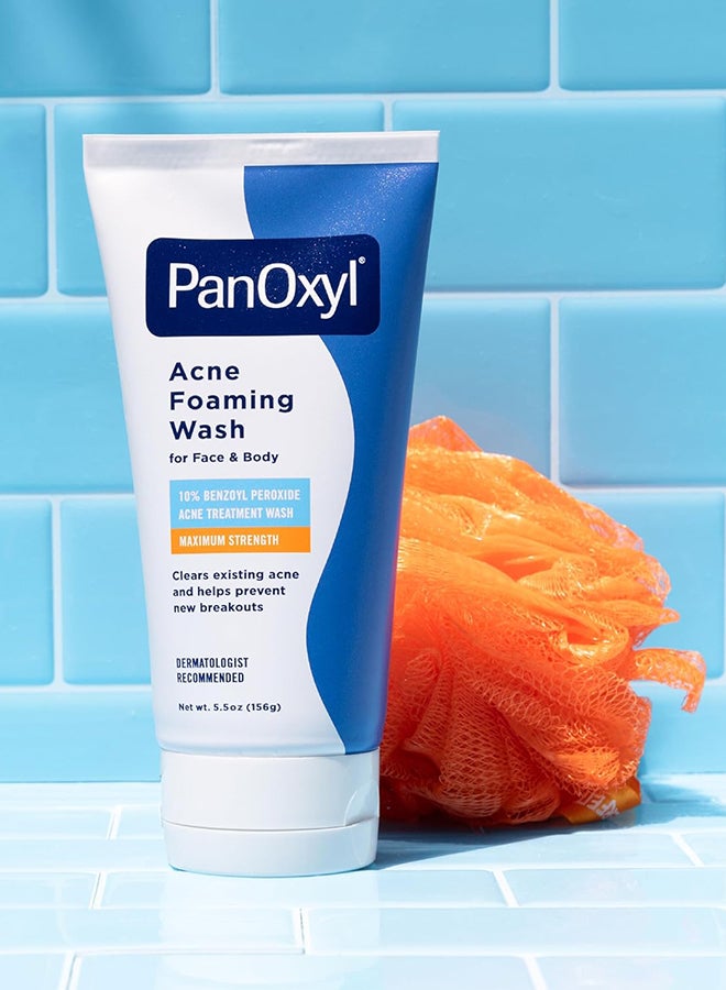 PanOxyl - Acne Foaming Wash Benzoyl Peroxide 10% Maximum Strength Antimicrobial 5.5ounce - Image 1