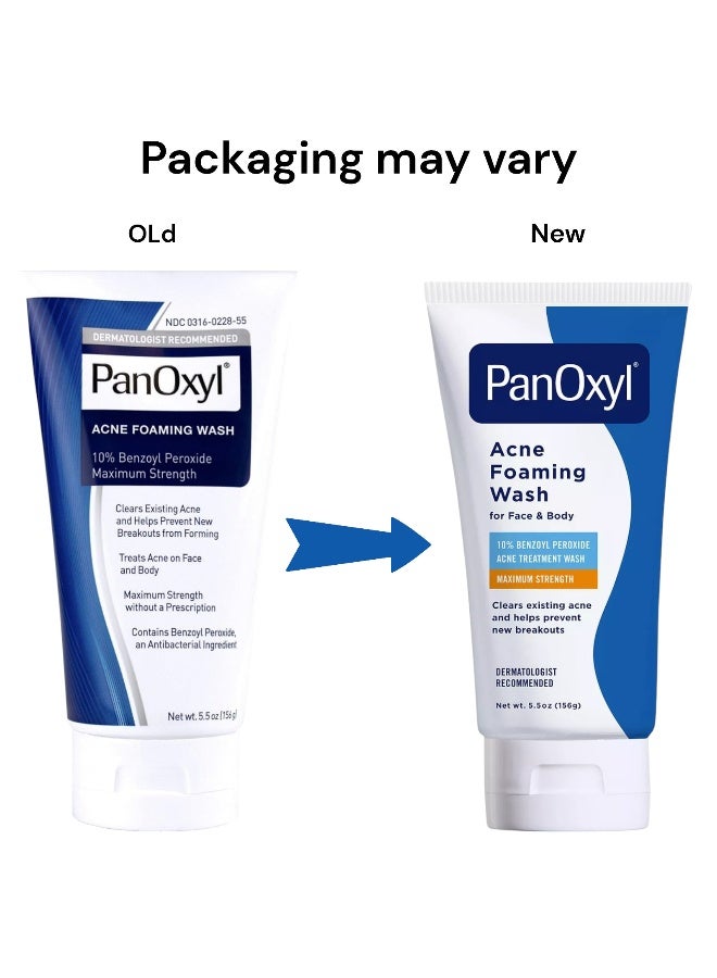 PanOxyl - Acne Foaming Wash, Peroxide 10% Maximum Strength 5.5 Oz Packaging May Vary 5.5ounce - Image 1