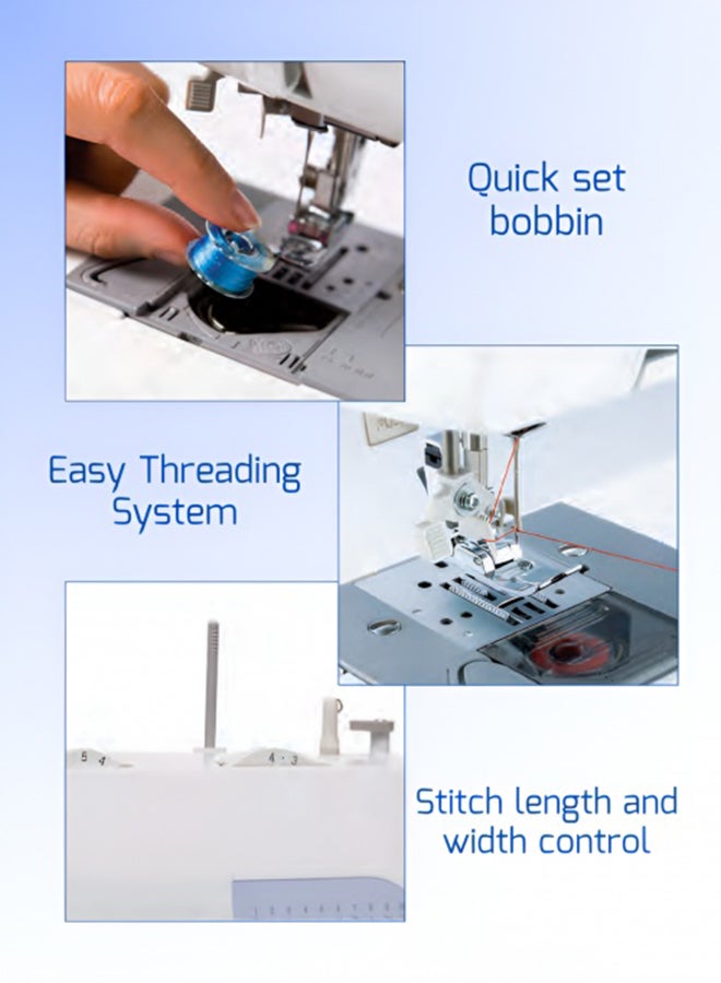 brother Traditional Metal Chassis Electric Sewing Machines Featuring 27 Built-In Stitch Selections For Convenient And Versatile Sewing | This Sewing Machine Features A Built-In Needle Threader And Quick Set Bobbin | 1-Step Buttonhole And | Made In Vietnam GS2700 White/Blue/Silver  - Image 4