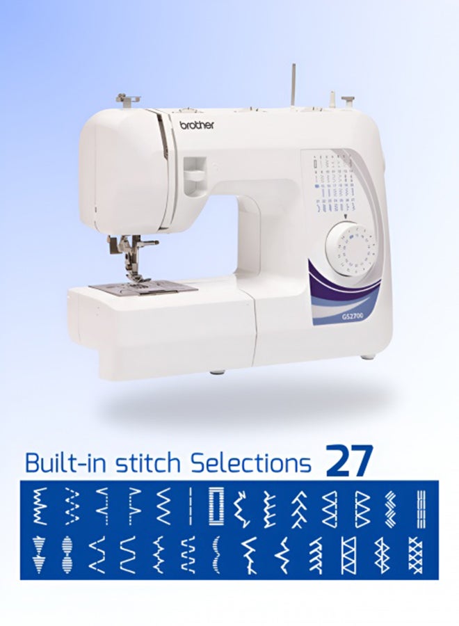 brother Traditional Metal Chassis Electric Sewing Machines Featuring 27 Built-In Stitch Selections For Convenient And Versatile Sewing | This Sewing Machine Features A Built-In Needle Threader And Quick Set Bobbin | 1-Step Buttonhole And | Made In Vietnam GS2700 White/Blue/Silver  - Image 5