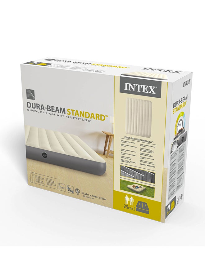 INTEX - 10" Inch Queen Dura-Beam Fiber-tech Technology Single-High Airbed White/Grey - Image 1