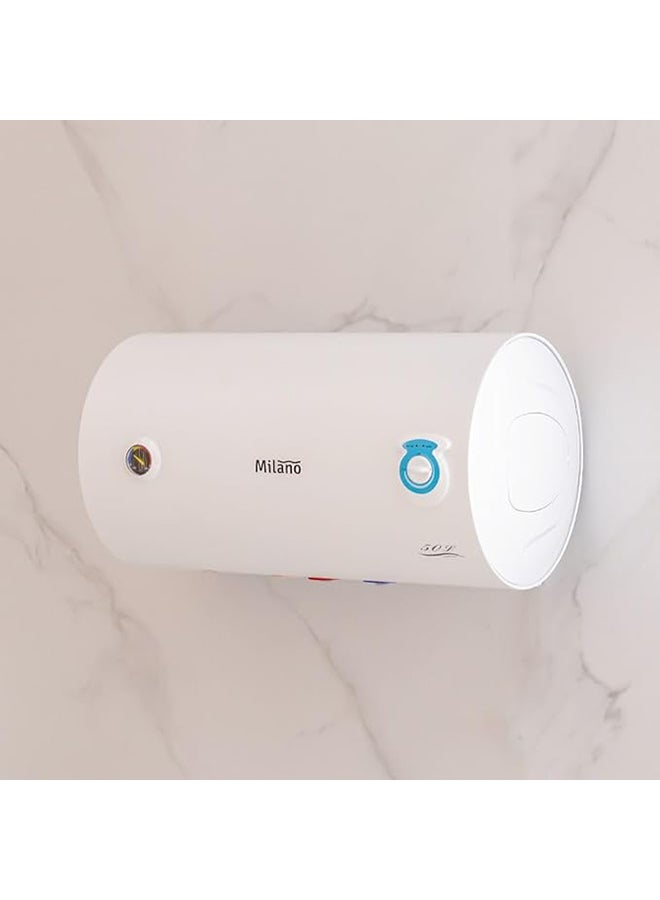 DANUBE HOME Milano Electric Water Heater Horizontal, White, 450 X 558 MM, White 50Liters - Image 5