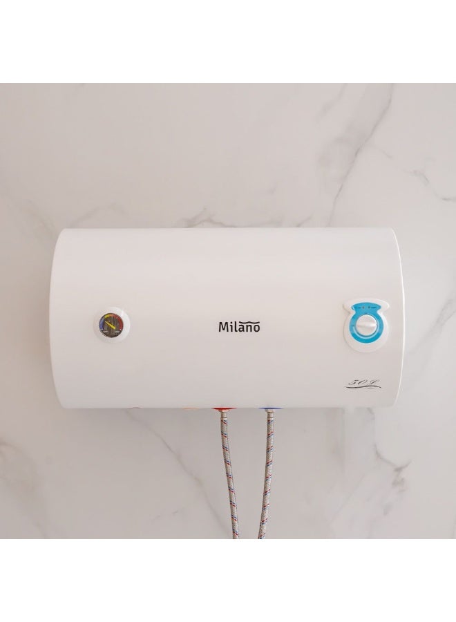 DANUBE HOME Milano 50L Horizontal Electric Water Heater White 450x558mm, Bathroom Kitchen Hot Water Storage Tank For Daily Use White 50Liters - Image 5