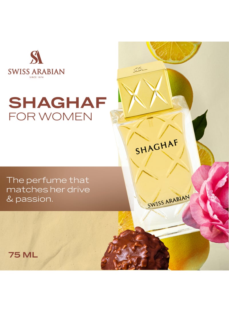 SWISS ARABIAN Shaghaf for Women Eau de Parfum, 75ml, Premium Quality Perfume, Women Perfume, Citrus, Fruity, Luxurious Blend Perfumes for Women 75.0ml  - Image 2