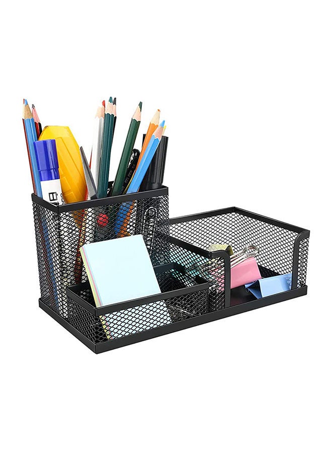 PARTNER 3-Compartment Metal Mesh Desk Organizer Black - Image 4