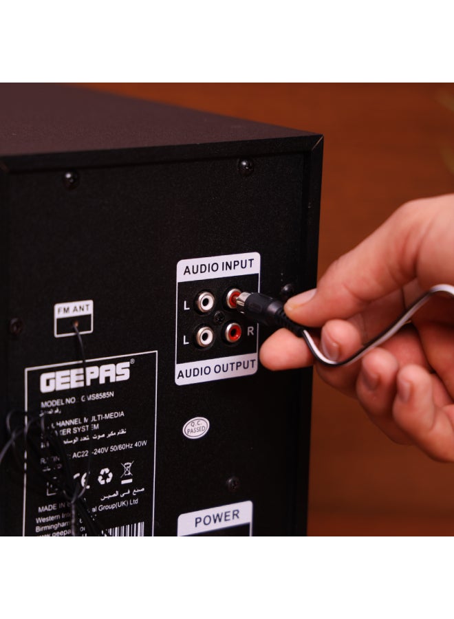 GEEPAS - 2.0 Channel Multimedia  Speaker System | Remote Control, USB Input, SD Card Reader, FM Radio, Bluetooth| LED Display, 30000W PMPO Speakers Unit | 2 Years Warranty GMS8585 Black GMS8585 Black - Image 1