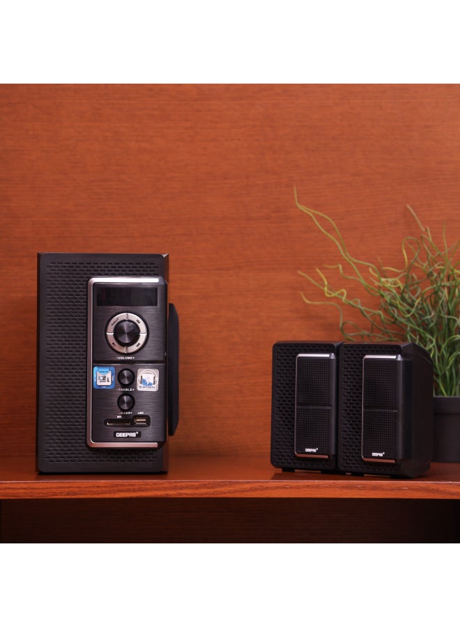 GEEPAS - 2.0 Channel Multimedia  Speaker System | Remote Control, USB Input, SD Card Reader, FM Radio, Bluetooth| LED Display, 30000W PMPO Speakers Unit | 2 Years Warranty GMS8585 Black GMS8585 Black - Image 1