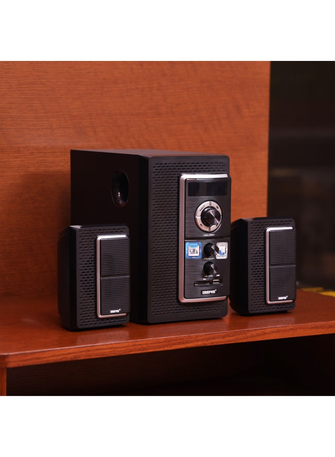 GEEPAS - 2.0 Channel Multimedia  Speaker System | Remote Control, USB Input, SD Card Reader, FM Radio, Bluetooth| LED Display, 30000W PMPO Speakers Unit | 2 Years Warranty GMS8585 Black GMS8585 Black - Image 1