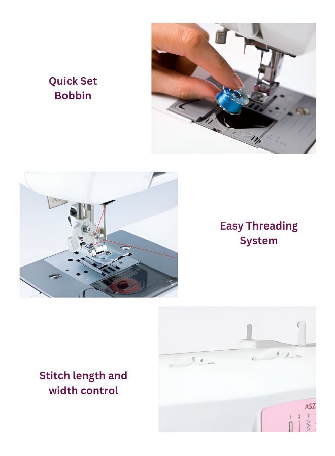 brother - LX27NT Portable Free Arm Electric Sewing machines Traditional metal chassis sewing machines featuring 27 Built-in Stitches | Sewing Machine with Built-in Needle Threaderand Quick Set Bobbin | 1-Step Buttonhole and Instructional DVD Easy to Use for Beginners and Home Sewing |Sewing Machine with Maximum stitch width 5mm and Maximum stitch length 4mm |White/Pink/Grey color |Made in Vietnam LX27NT White/Pink/Grey - Image 1