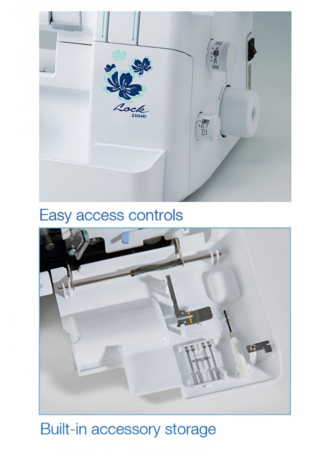 brother - Electric Overlocker Sewing Machine  Ideal For Seams And Hems | Instant Rolled Hems And Decorative Effects | 3 Or 4 Thread Cut And Sew Overlock Stitches | 4 Colour Threading Guide | Stitch Width 5.0 - 7.0 Mm | Retractable Knife And Presser Foot Pressure Adjustment | Made In Vietnam 2504D White/Blue - Image 1