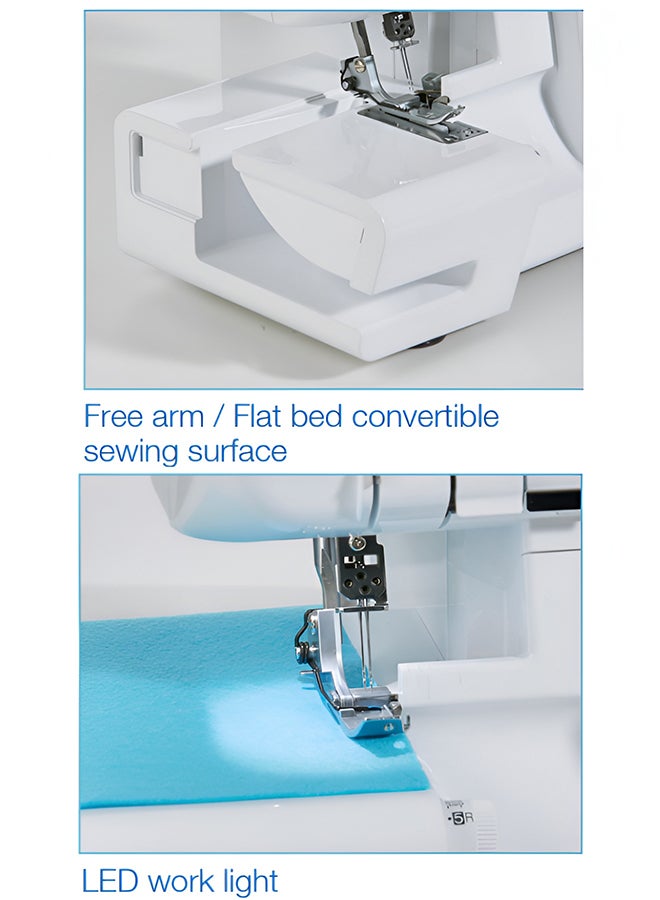 brother - Electric Overlocker Sewing Machine  Ideal For Seams And Hems | Instant Rolled Hems And Decorative Effects | 3 Or 4 Thread Cut And Sew Overlock Stitches | 4 Colour Threading Guide | Stitch Width 5.0 - 7.0 Mm | Retractable Knife And Presser Foot Pressure Adjustment | Made In Vietnam 2504D White/Blue - Image 1