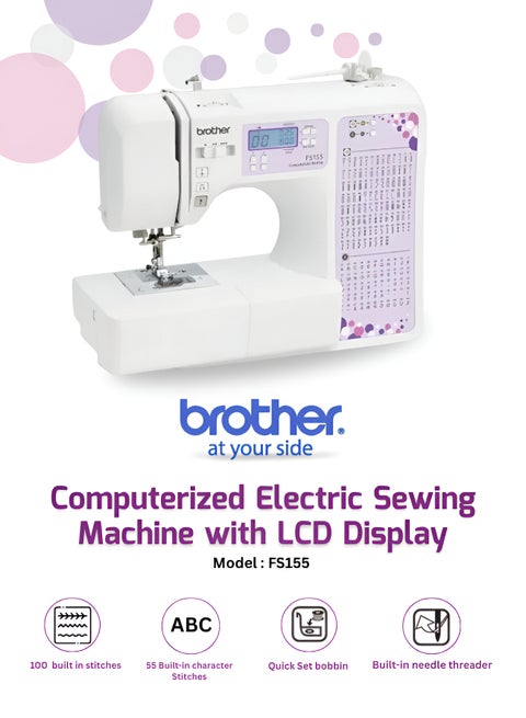 FS155 Computerized Electric Sewing Machine with LCD Display wide array of professional features 100 Built-in Utility and Decorative Stitches |55 Built-in Character Stitches and Quickset Drop-in |FAST bobbin winding system and Start/stop button | Reverse/auto lock button and Slide sewing speed controller | Max stitch width 7mm and Max stitch length 5mm |White color |  Made in Vietnam
Bobbin FS155 White
