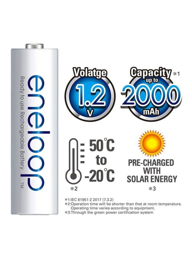 Panasonic Eneloop Rechargeable Battery 1900MAH , AA size 2pcs White - Image 2