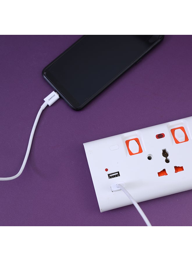 GEEPAS Geepas 3 Way Extension Socket with 2 USB Port - 4 Led Indicators with Power Switches | Extra Long 3m Cord, Over Current Protected | Ideal for All Electronic Devices White/Orange - Image 3