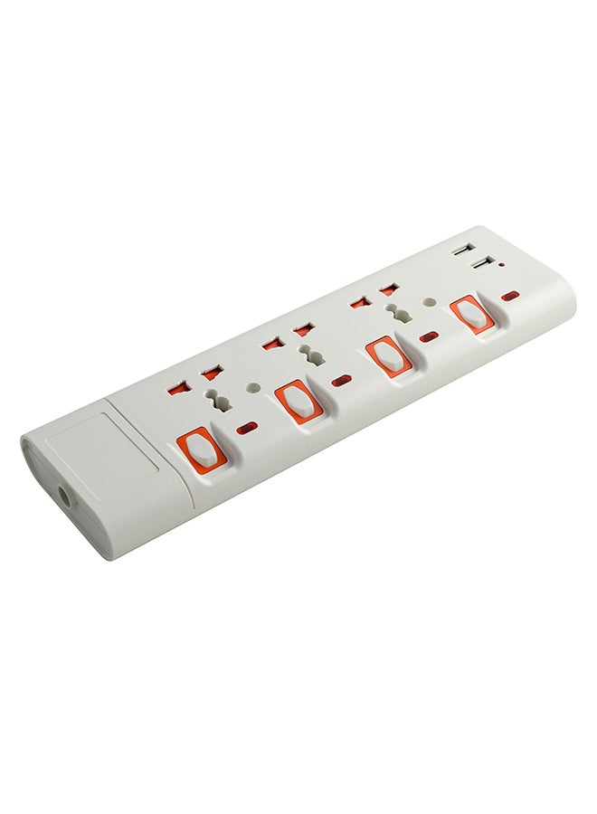 GEEPAS Geepas 3 Way Extension Socket with 2 USB Port - 4 Led Indicators with Power Switches | Extra Long 3m Cord, Over Current Protected | Ideal for All Electronic Devices White/Orange - Image 4