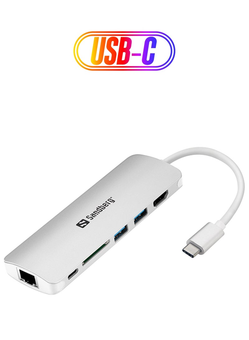 Sandberg USB-C Dock Adapter White 