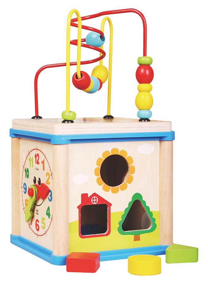 Alostoura Multi-Function Wisdom Beads Box Wooden Educational Fun Learning Toys For Kids 16x30x16cm - Image 1