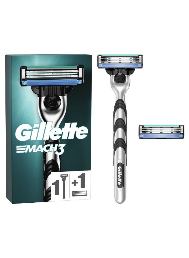 Mach3+ Razor Handle + 2 Blades Black/Silver