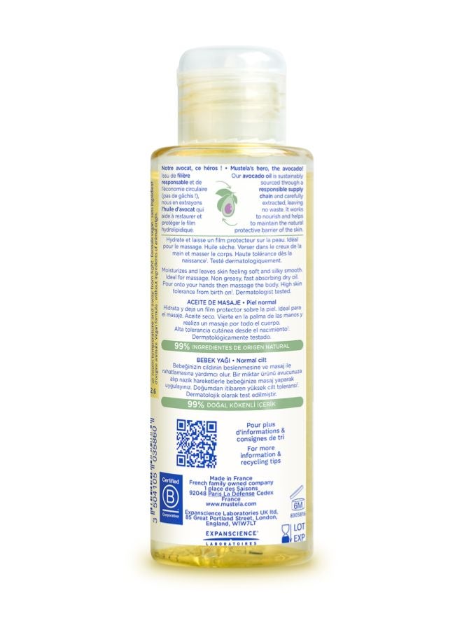 Mustela - Hypoallergenic Baby Massage Oil With Avocado Oil, 100ml - Image 1