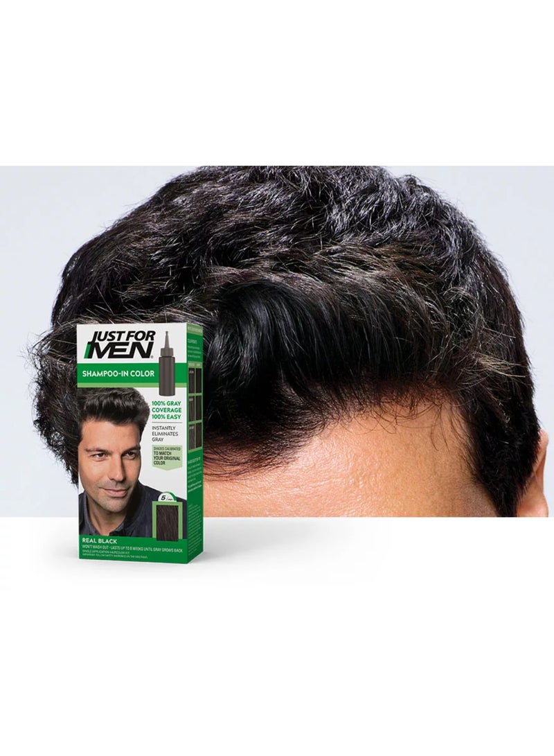 Just For Men Hair Color For Men Full Grey Coverage Easy Application Cream Hair Color With Biotin Aloe And Coconut Oil For Strong Healthy Hair H-55 Real Black  - Image 2