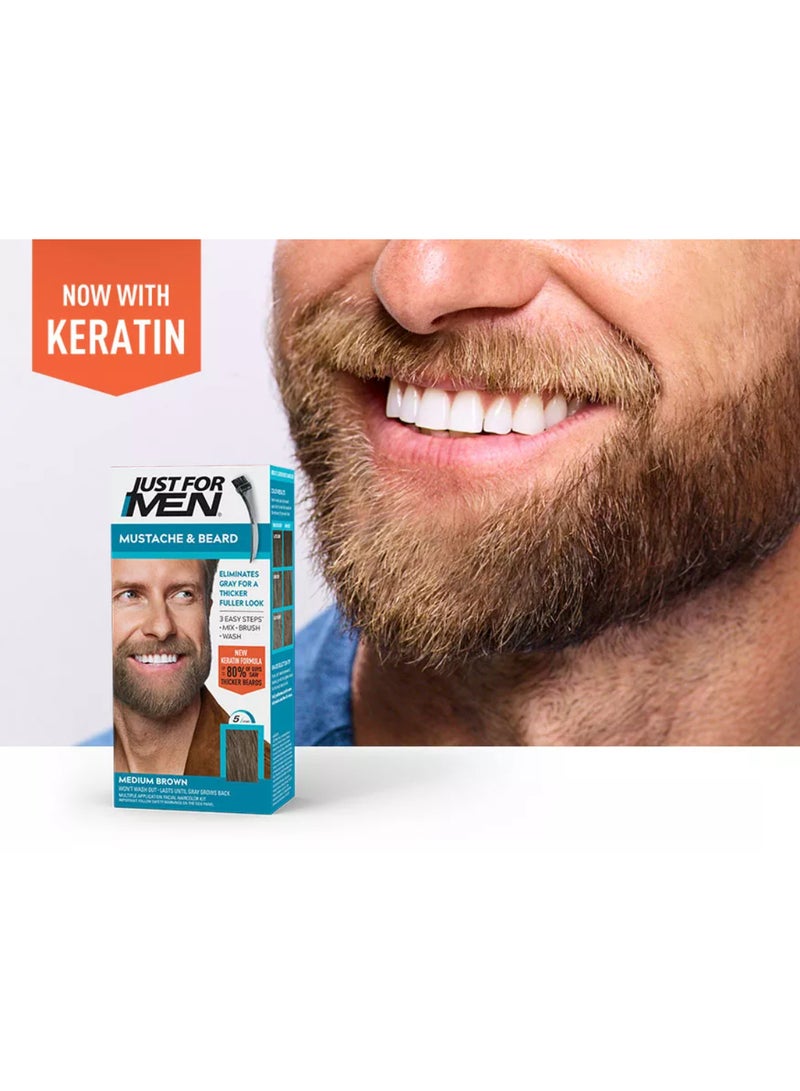 Just For Men Mustache And Beard  Beard Dye For Men M-35 Brush Included For Easy Application With Biotin Aloe And Coconut Oil For Healthy Facial Hair Medium Brown 14grams  - Image 2