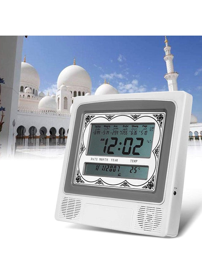 Digital Azan Table Alarm Clock Carbon Fibre Silver/Black 227x32x215mm - pnsku/N14022438A/45/_/1722242110/729fe1bf-d026-4cf7-b393-723670a80fca