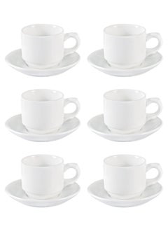 12-Piece Porcelain Cup & Saucer  Set for 6 People White 100ml - pnsku/N14022921A/45/_/1733384007/5f9d0718-5803-4426-9acb-73610d7b7129