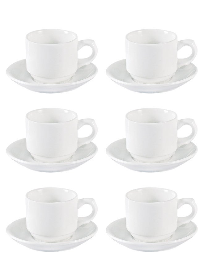 Dove - 12-Piece Porcelain Cup & Saucer  Set for 6 People White 100ml - Image 1