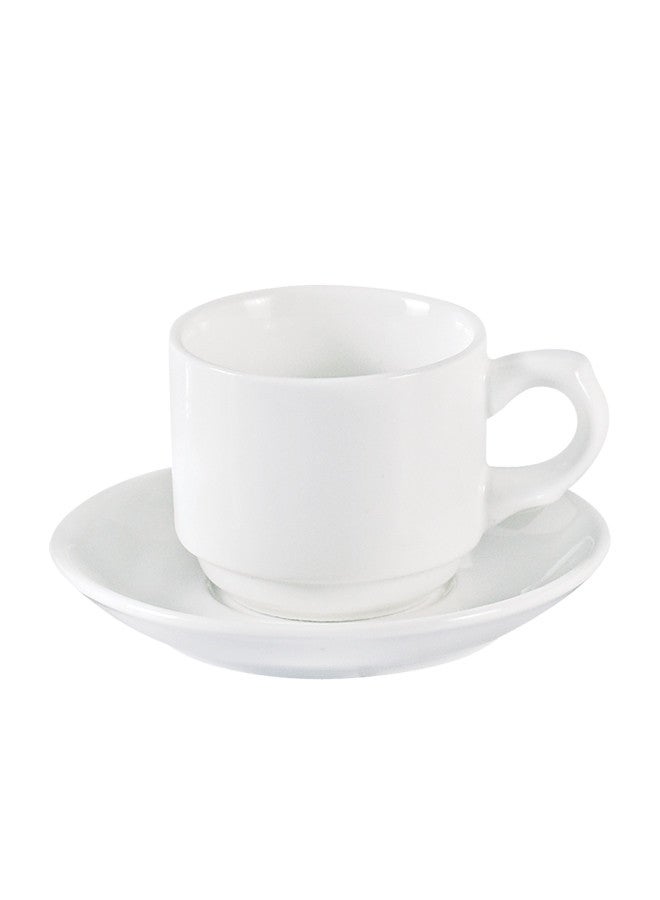 Dove - 12-Piece Porcelain Cup & Saucer  Set for 6 People White 100ml - Image 1