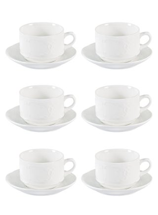 12-Piece Porcelain Cup & Saucer Set Set for 6 People White 200ml - pnsku/N14022922A/45/_/1733383997/5bc52d47-21e1-4715-bef1-aa4cd6eef5df