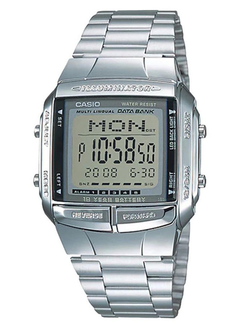 كاسيو ساعة يد رقمية بسوار من الإستانلس ستيل مقاومة للماء من سلسلة فينتاج طراز DB-360-1A - قياس 38 مم - لون فضي للرجال - Image 1