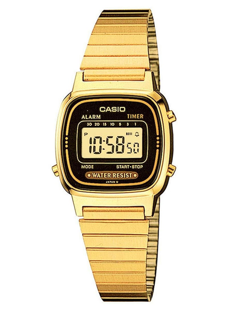 CASIO Women's Women's Water Resistant Stainless Steel Digital Watch LA670WGA-1DF  - 20 mm - Gold - Image 1