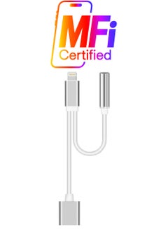 محول شاحن 2في 1 بمدخل USB متعدد الاستخدامات لهاتف أبل آيفون 7/8/X فضي